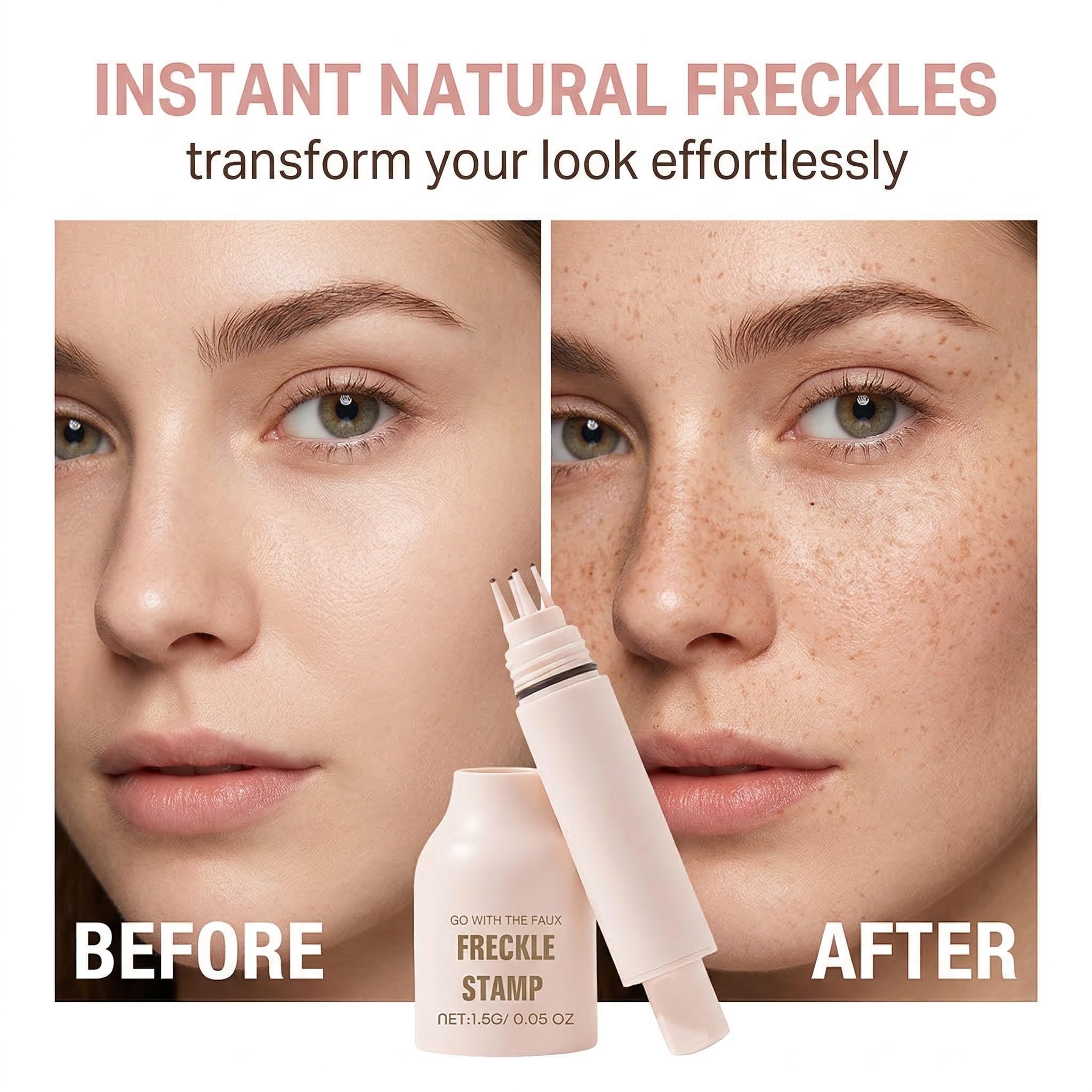 1 Pezzi Freckle Timbro, Penna Lentiggini, Impermeabile e Resistente al Sudore, Asciugatura Rapida 6s & Durata 24h, Trucco Lentiggini per Lentiggini del Viso
