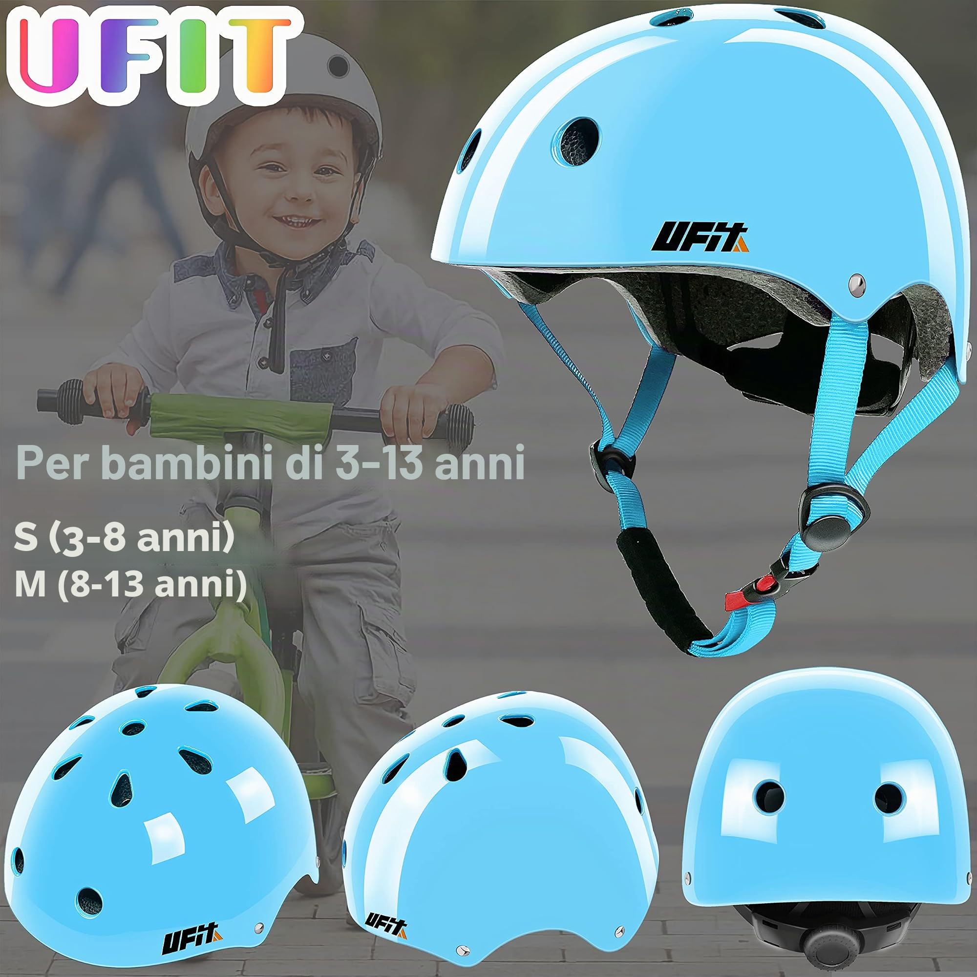 Casco regolabile per bambini Casco per ragazzi e ragazze per ciclismo Skateboard Scooter Roller Skate BMX Bmx