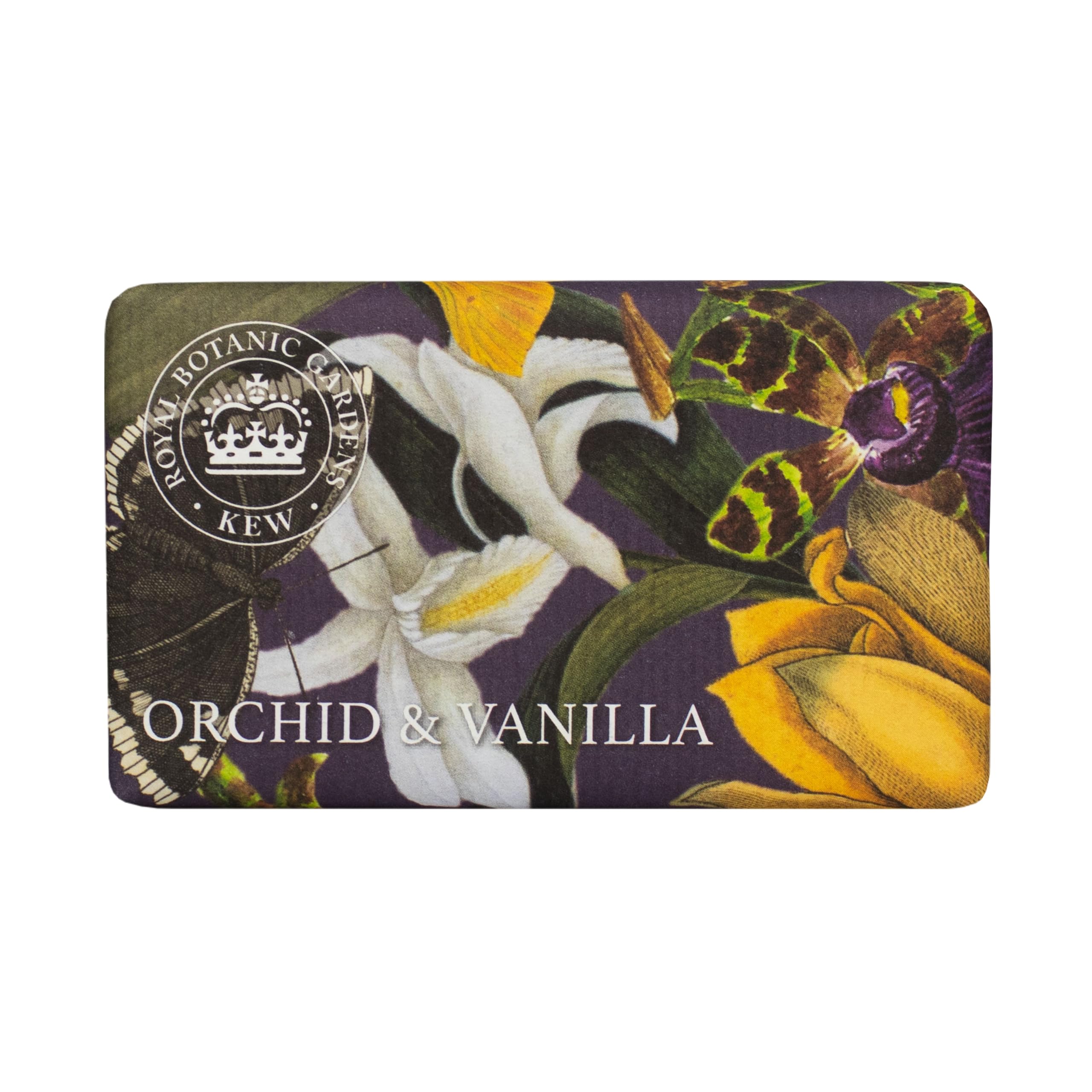 The English Soap Company Kew Gardens Orchid and Vanilla Soap, Luxury Vegan Soap Bar Enriched with Shea Butter