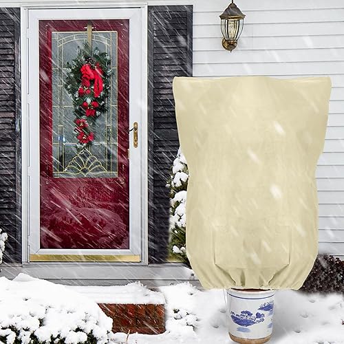 Miniatura 5 de Paquete de 2 cubiertas grandes para plantas con protección contra la congelación de 79 x 95 pulgadas, mantas de invierno reutilizables de tela