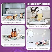 Vista 26 de Gifturbo Bandeja negra para servir, bandejas decorativas de mármol con asas, bandeja de mesa auxiliar, bandejas de plástico rectangulares otomanas