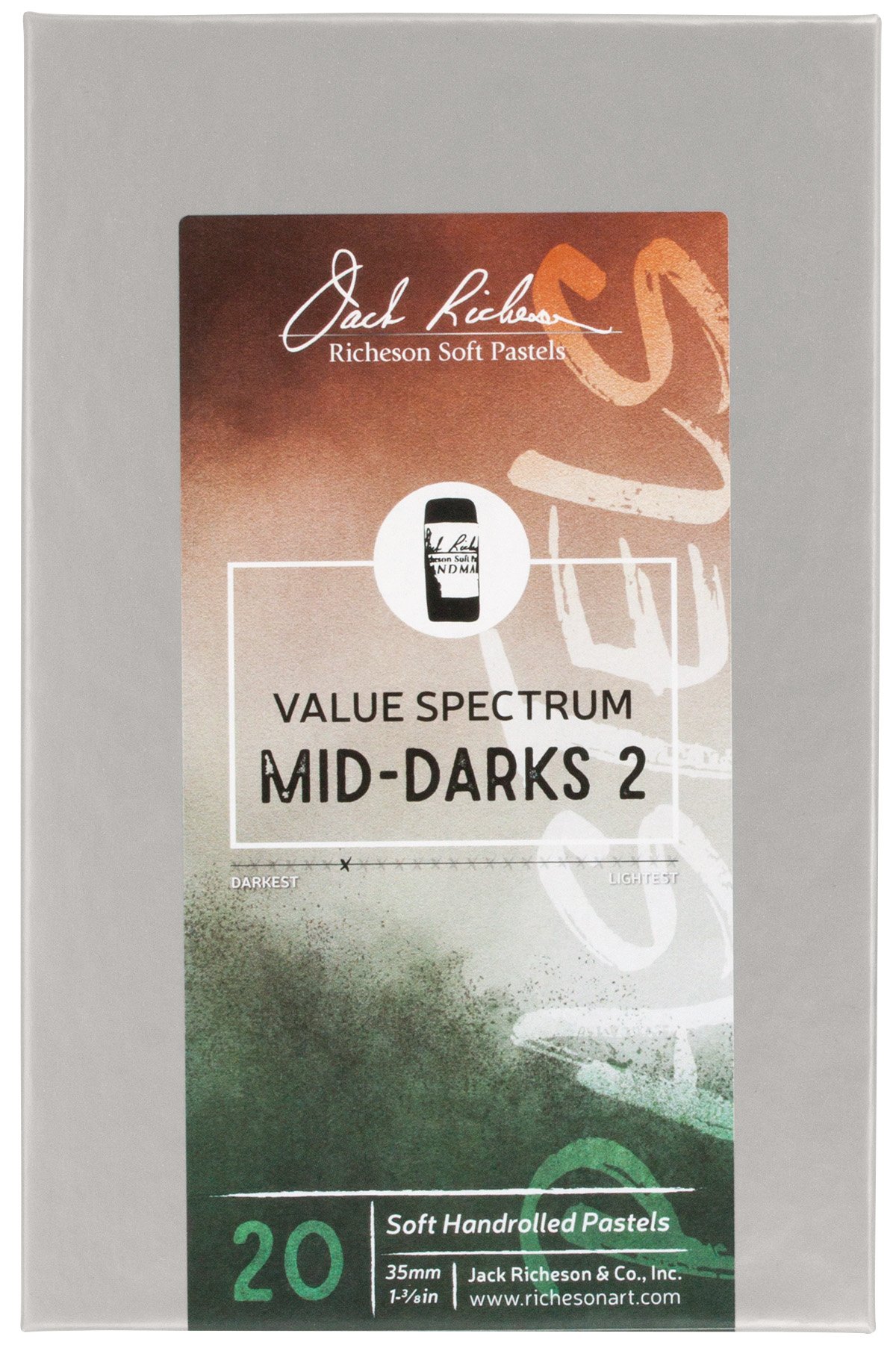 Jack Richeson Hand gerollt Weiche Pastellkreiden Spectrum: mid-dark 2, 20-teilig