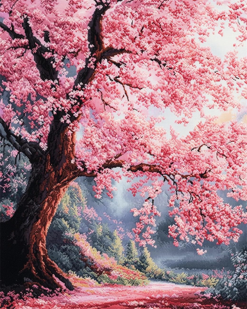 AMBATTERY Large Rug Making Kit Pink Flowering Tree 85x115cm