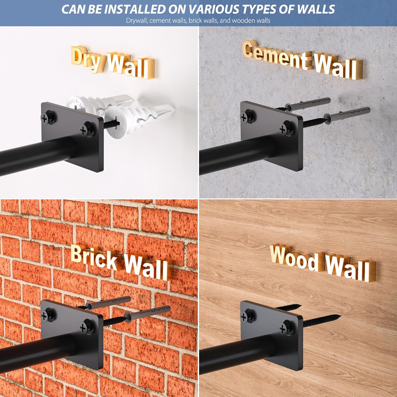 8Pcs/Set 4inch Floating Shelf Brackets，Blind Shelf Supports，Hidden Brackets for Floating Wood Shelves with Screws and Wall Plugs