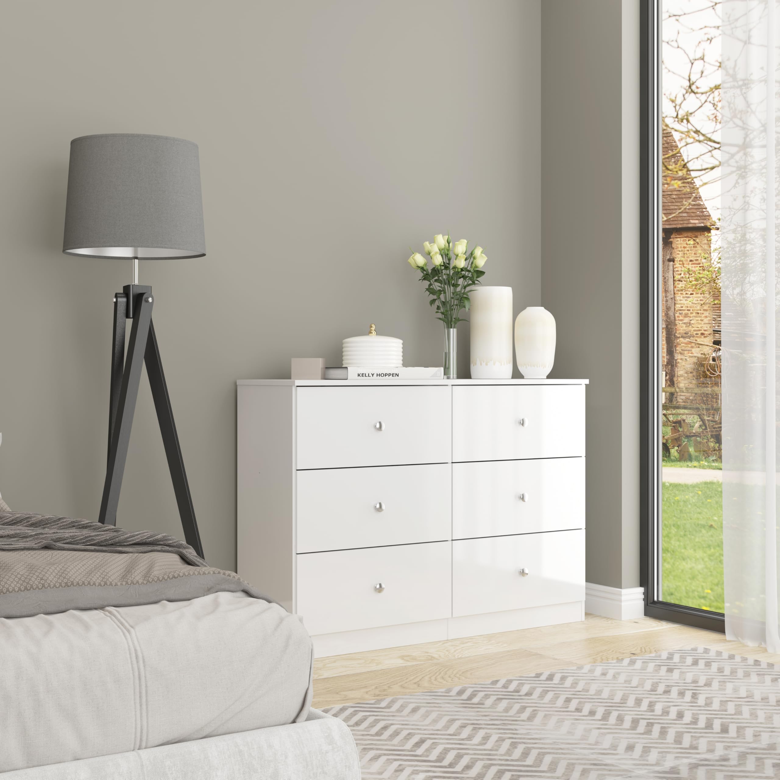 Seconique Denver 6 Drawer Chest in White Gloss