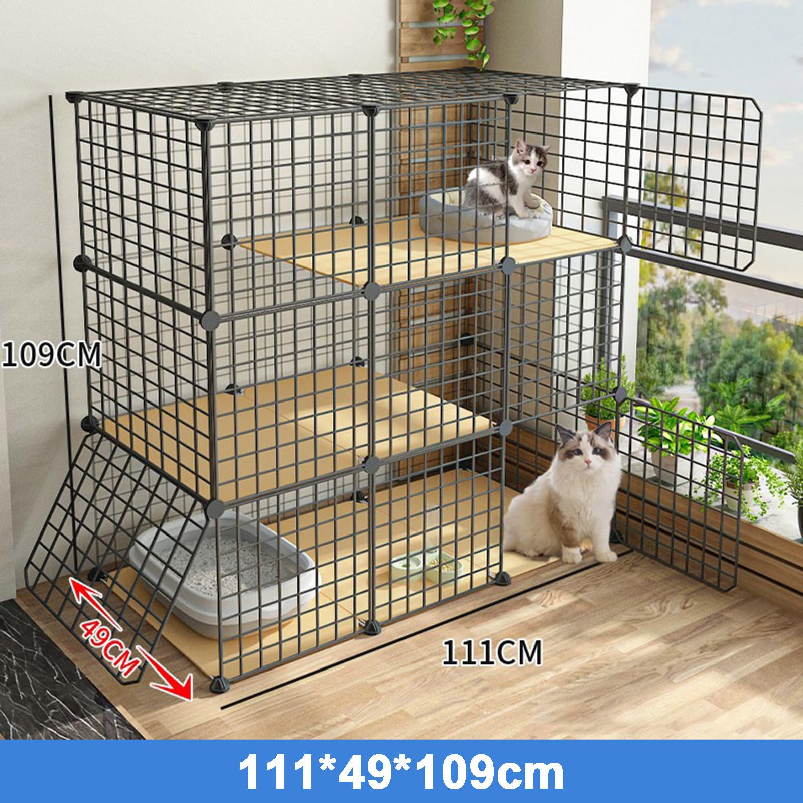 Generic Cage pour Chat Extérieur, Enclos pour Chats pour L'extérieur, Cage à Chat en Fil Métallique Détachable, pour 1-3 Chats