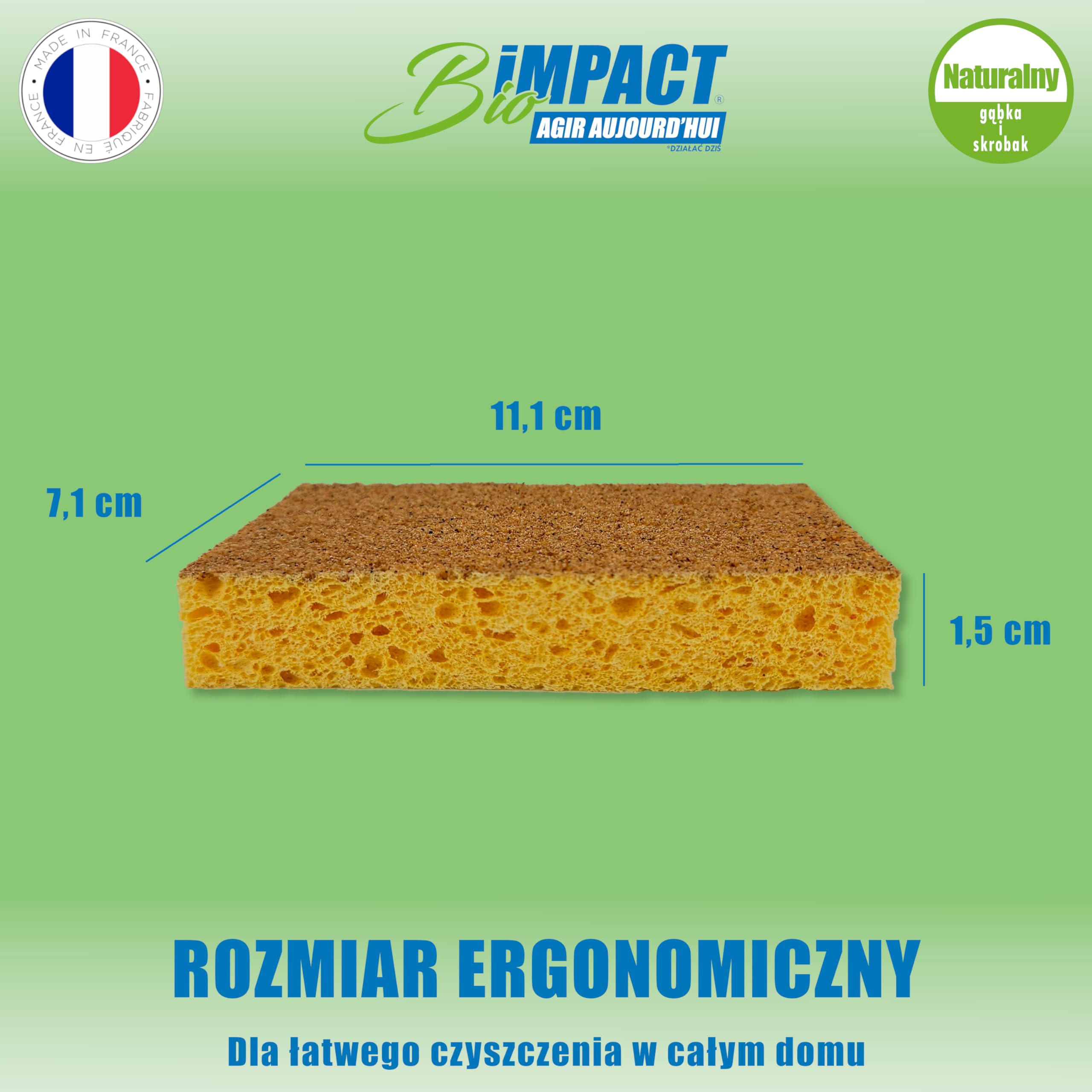 Gąbka do naczyń wielokrotnego użytku, zestaw 4, Naturalny, drapana bez zarysowań, wyprodukowana we Francji