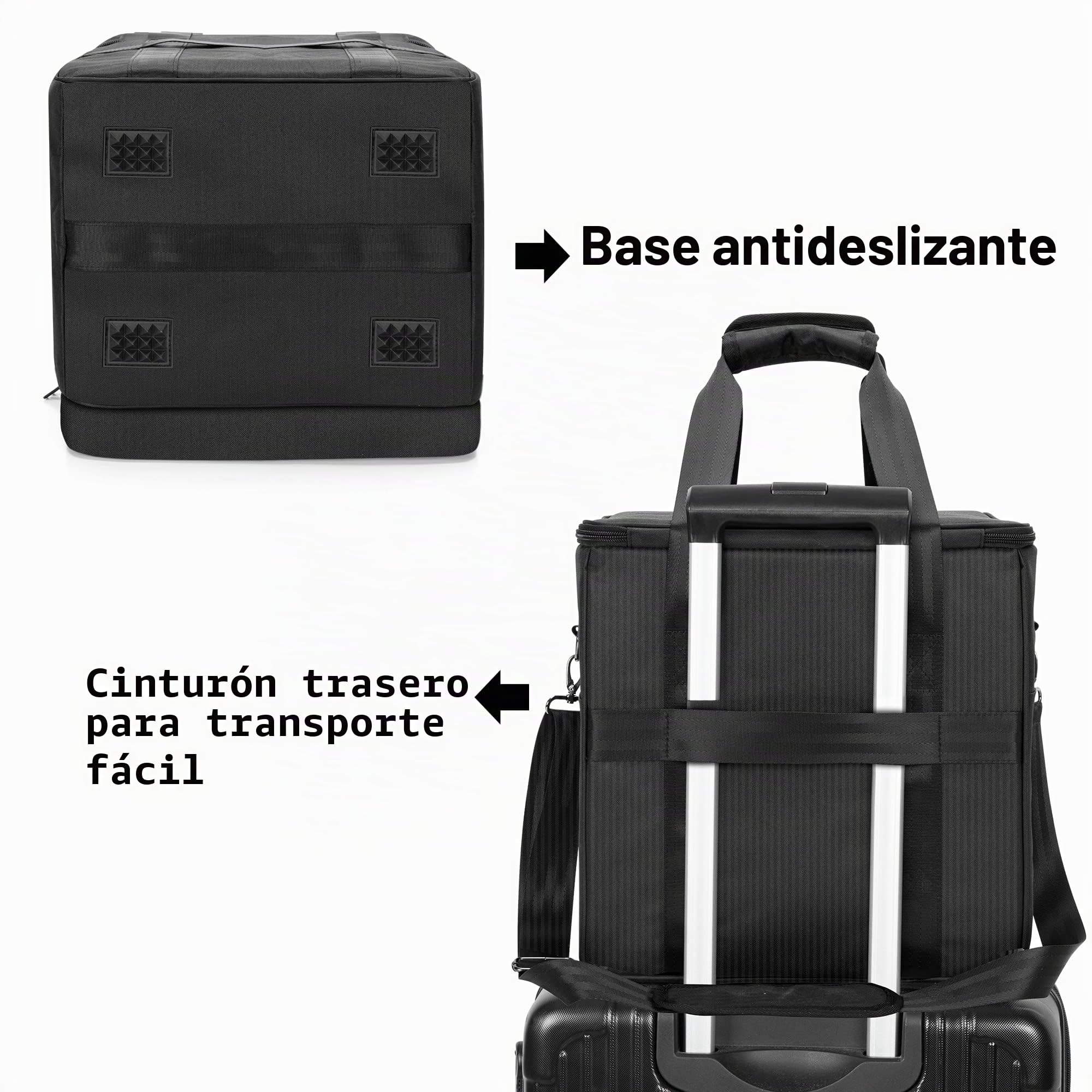 Trunab Bolsa de Transporte para Discos de Vinilo - Capacidad para 60 LP, Estuche con Separadores Extraíbles, Almacenamiento para Viajes
