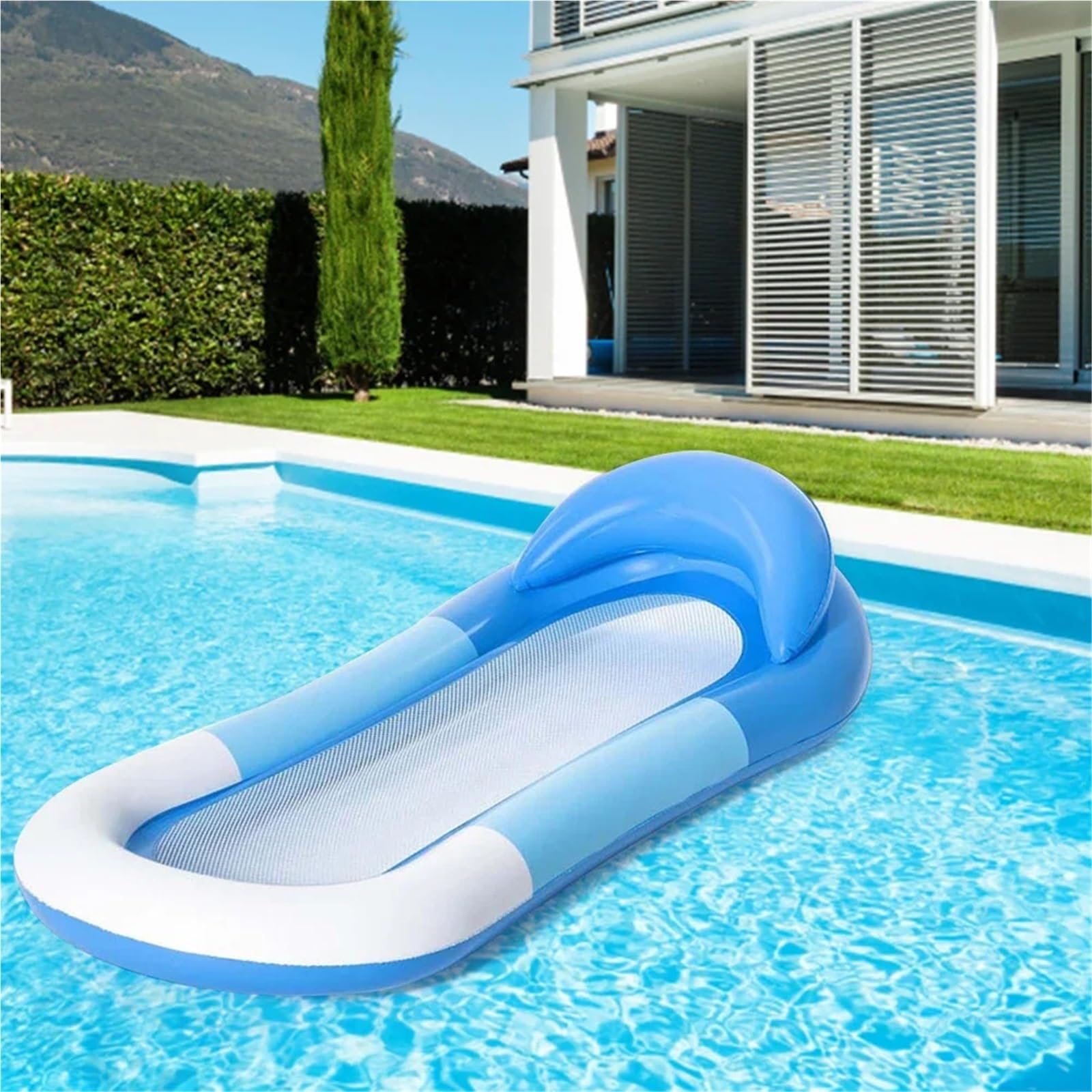 Hamac gonflable flottant pour piscine, plage, coussin de couchage en maille