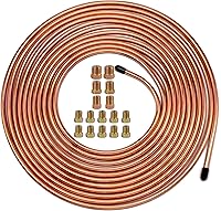MuHize 25 Ft 3/16" Copper Coated Brake Line Tubing Kit with 16 Fittings - Flexible, Corrosion-Resistant for Easy Brake Repairs