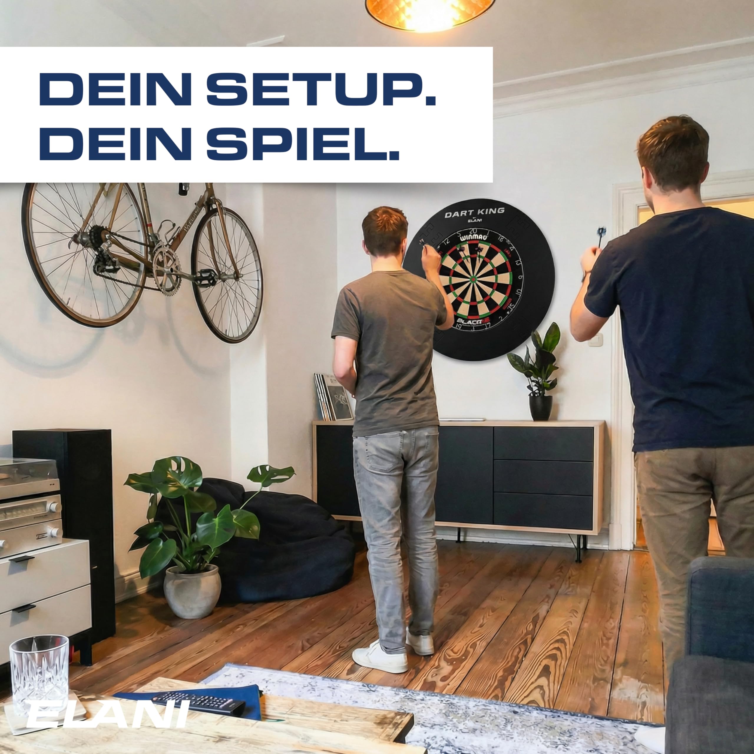 ELANI – Schutzring Dart Surround inkl. Abwurflinie für alle Scheiben- optimaler Schutz von Wand, Dartpfeil und Flight – Dartboard surround Dartscheibe Schutzring–Wandschutz Dartscheibe, Dart catchring