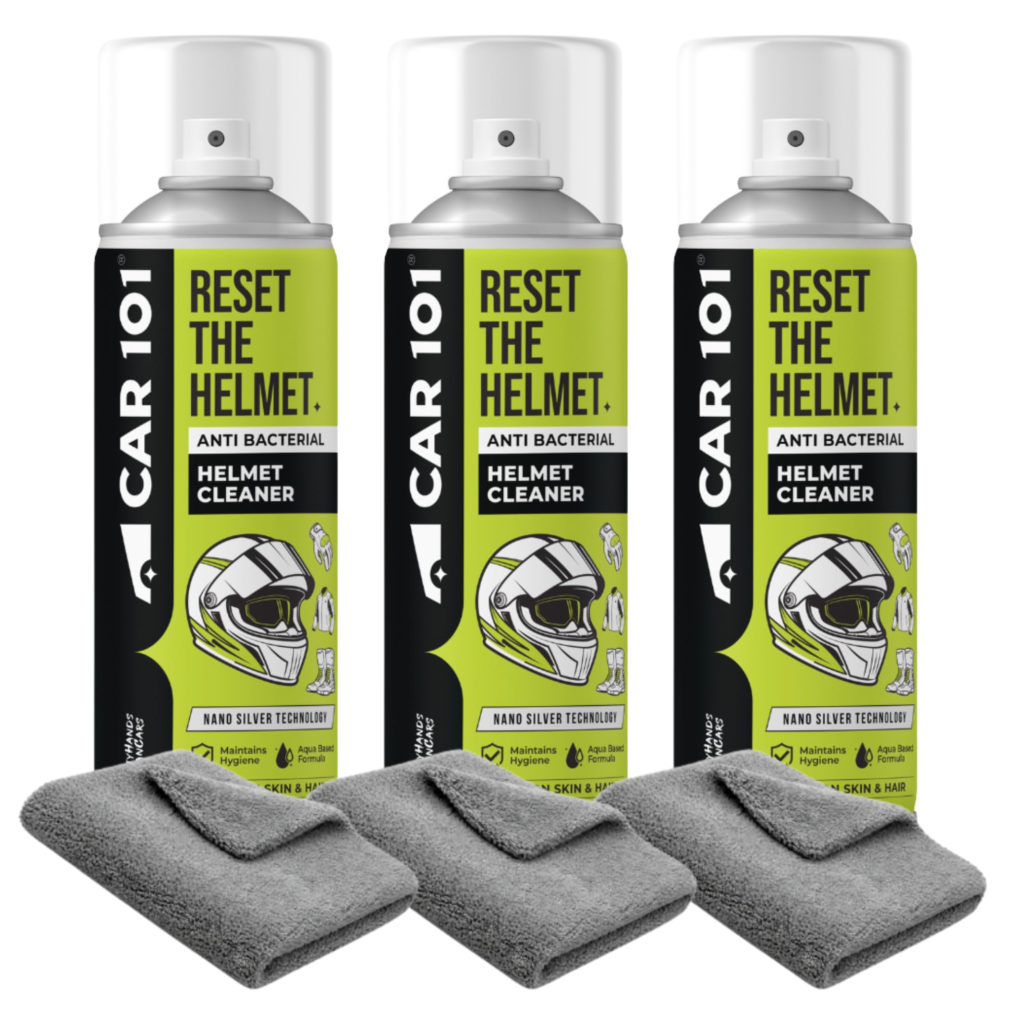 CAR101 Helmet Cleaner Spray 160ml with Towel (Pack of 3) | Anti-Bacterial Helmet Interior Cleaner | Nano Silver Technology | Removes Odor, Sweat & Dirt | Non-Toxic | Safe for Hair & Skin-picture-11