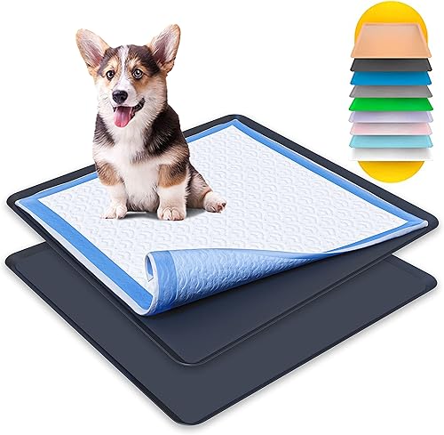 Skywin Bandeja para almohadillas para perros, color negro, paquete de 2 soportes para orina antiderrames para perros, soporte para almohadilla de