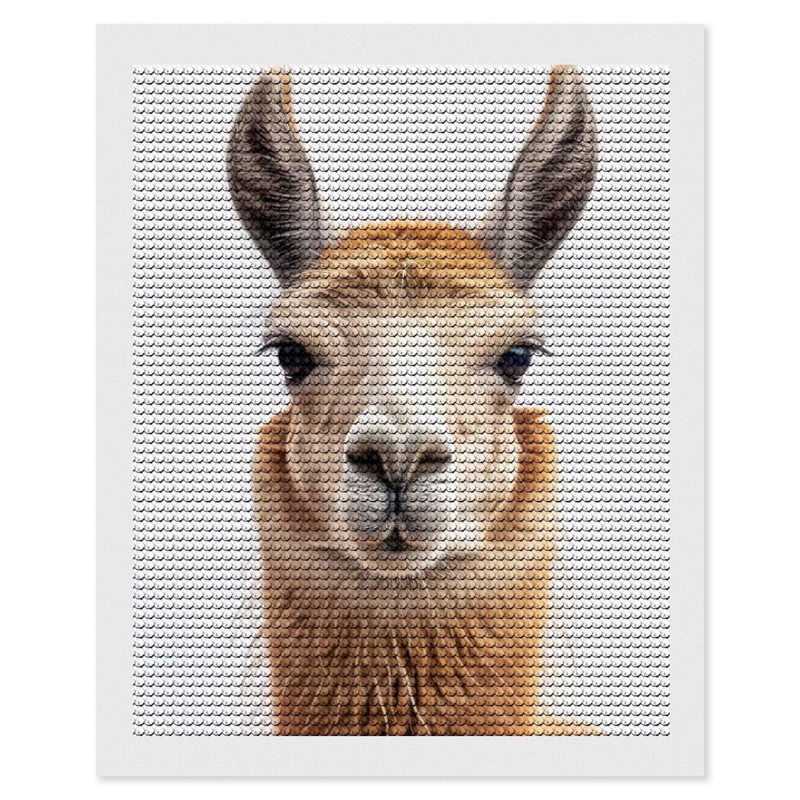 Junmoney Llama Face Diamond Painting Canvas Kit 16"x20", Round Gems, Living Room Decor, Seasonal Gift Choice, Modern Decor