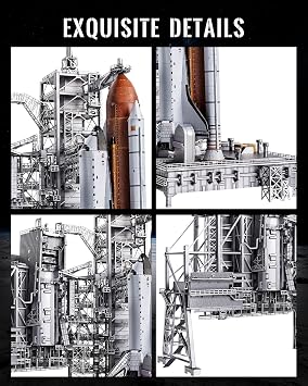 Piececool 3D Puzzles LC-39 Launch Pad Metal Model Kit for Adults Space Shuttle Metal Puzzles Collectible Interactive DIY Building Model, Engineering Gifts for Men Teens 16+, Desk Decor