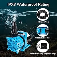 Vista 6 de Hexago Bomba de agua sumergible de 3100 GPH, bomba de estanque de agua de 150 W con bolsa de barrera, cable de alimentación de 33 pies, bombas