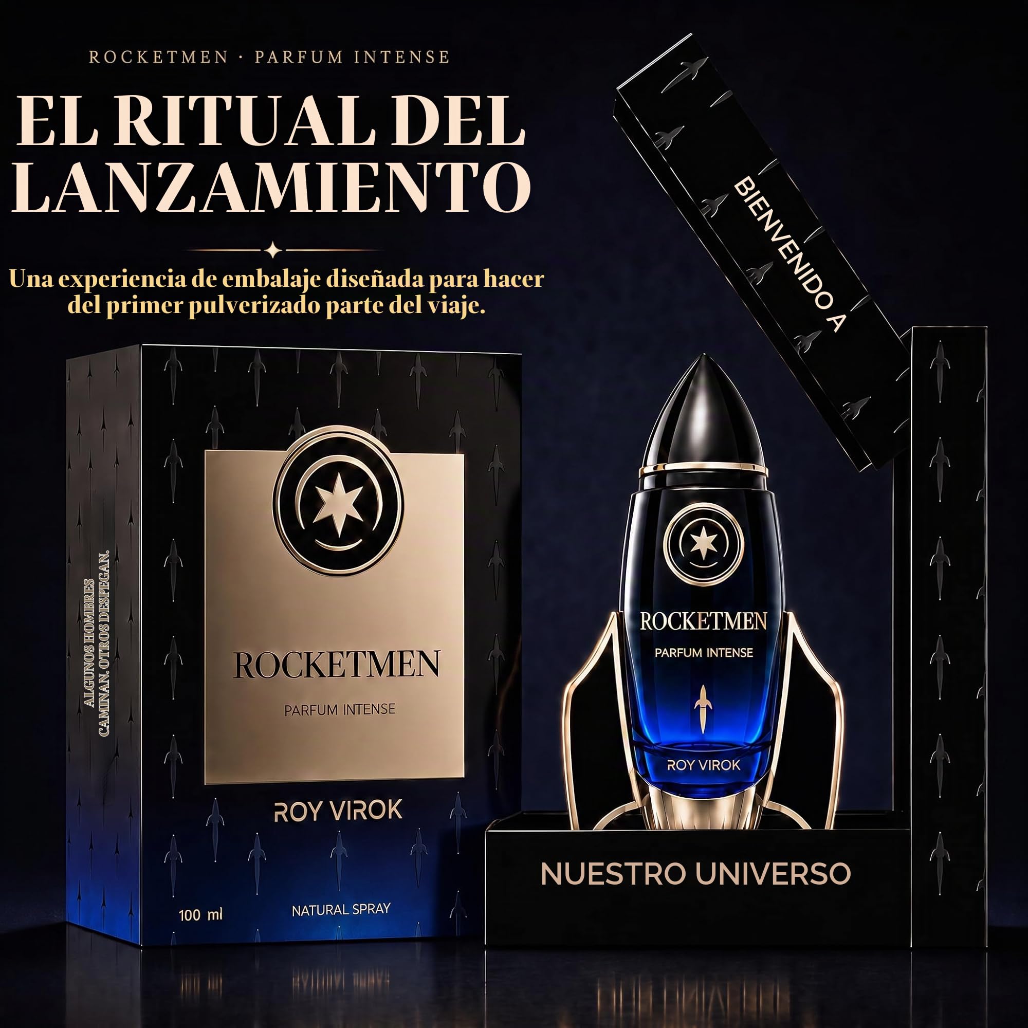 ROCKETMEN Parfum Intense 30% - Perfumes Hombre 100 ml, Larga Duración | Perfume para hombre de gran proyección y larga duración para dejar huella. Estela elegante y aroma especiado y amaderado.