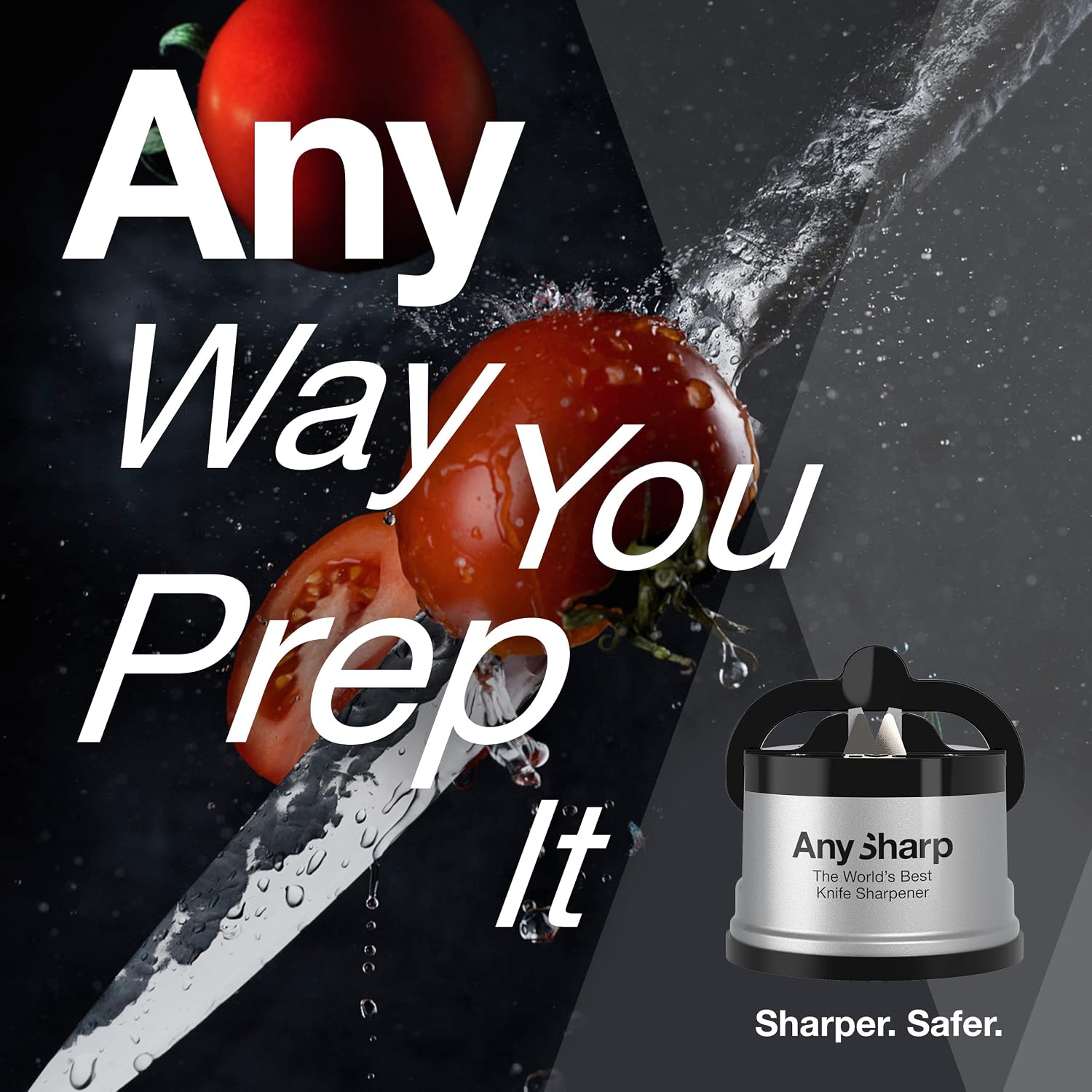 Replacement Tools for AnySharp Knife Sharpener, Hands-Free Safety, PowerGrip Suction, Safely Sharpens All Kitchen Knives, Ideal for Hardened Steel & Serrated, World's Best, Compact, One Size