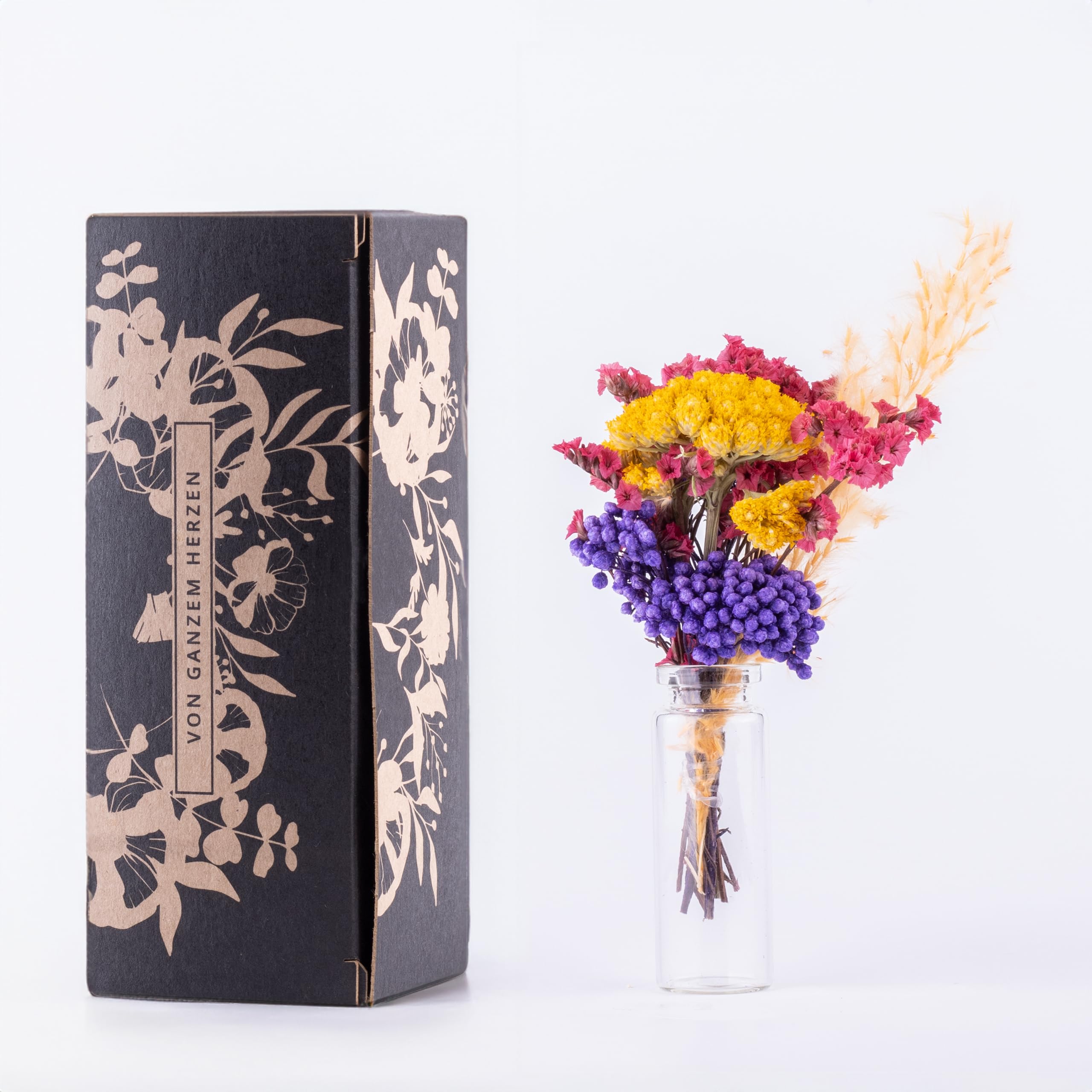 Kunstharz.Art Mini Mazzo Di Fiori Secchi In Vaso – Rosa/Verde – 13x5x4,6 Cm – Regalo Originale - 2