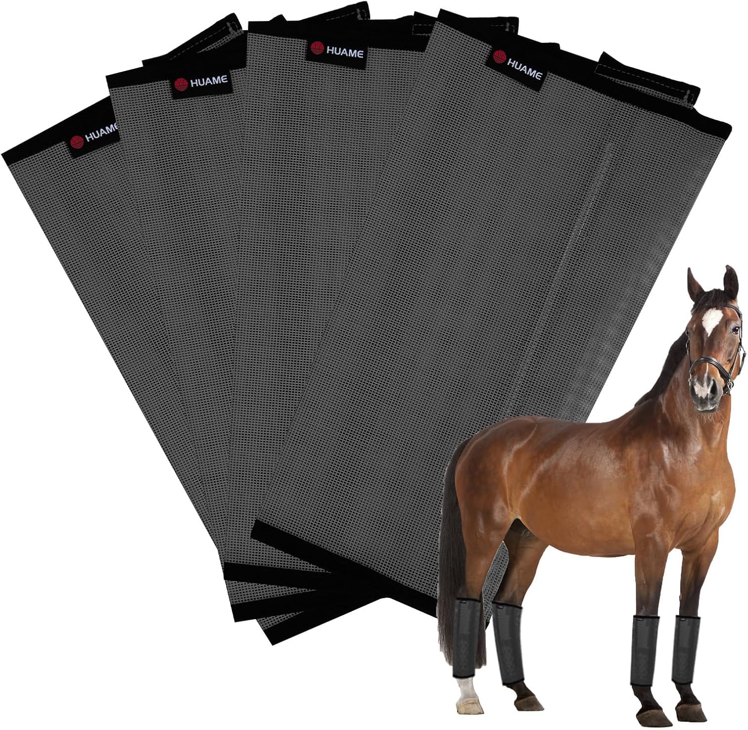 Horse Fly Boots, Breathable Mesh Protection Set of 4, Comfortable Horse Leggings, Breathable Mesh Design, Equine Supplies for Reduce Stomping, Hoof Damage & Leg Fatigue (Purple, Large)
