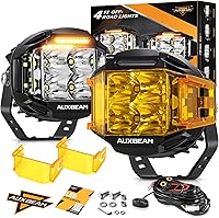 Vista 1 de Auxbeam Cápsulas LED de la Serie V-MAX de 4 Pulgadas con Disparador Lateral, Luces de Conducción Todoterreno Redondas de 92W con DRL Ámbar, Barra