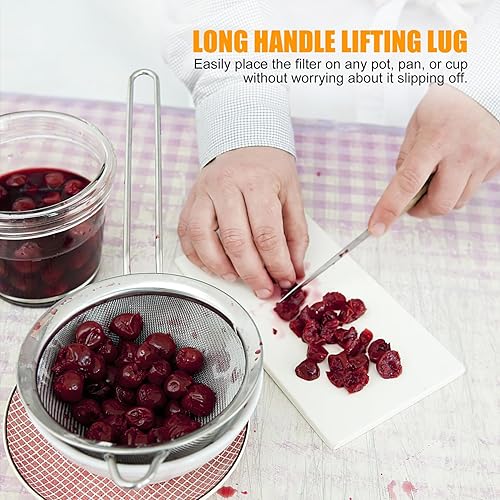 Miniatura 4 de Juego de coladores de malla fina, juego de 3 coladores y tamices de acero inoxidable, coladores de cocina, tamiz de malla fina para tamizar, colar,