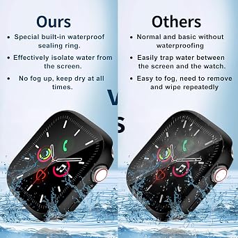 Waterproof Case for Apple Watch Series 10 Series 11 46mm Built-in Tempered Glass Screen Protector,[Slim Guard PC Bumper] [Touch Sensitive] Full Protective Face Cover Compatible iWatch Accessories
