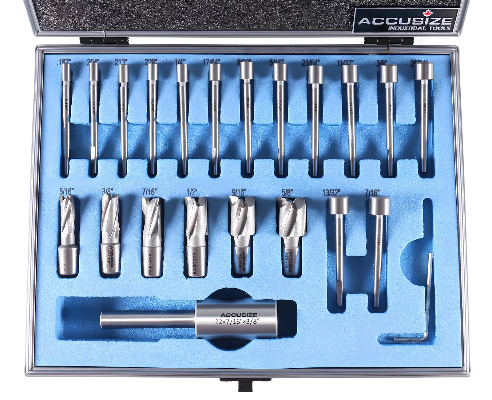 Accusize Industrial Tools Interchangebale Pilot Set de fraises, 3620-0121, 21 Pcs/Set