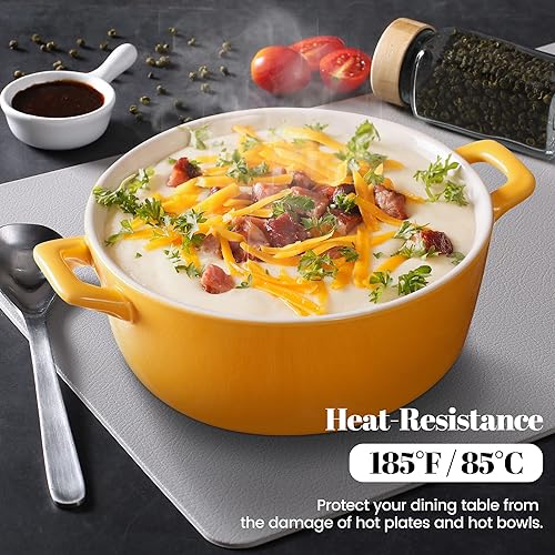 Miniatura 4 de Juego de 6 manteles individuales con posavasos, resistentes al calor, a las manchas y a los arañazos, impermeables, para mesa de comedor, color gris