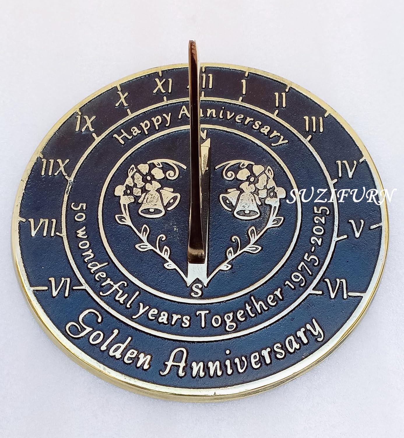 ARTIZANSTORE 55 Golden1975 in 2025 Wedding Solid Brass Anniversary Sundial Gift Idea is A Great Present for Him, Her, Parents, Grandparents Or Couple for 55 Years