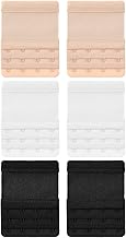 WLLHYF Lot de 6 rallonges de soutien-gorge à 4 crochets confortables et extensibles pour femme (noir, blanc, couleur peau), Noir, blanc, couleur peau, taille unique