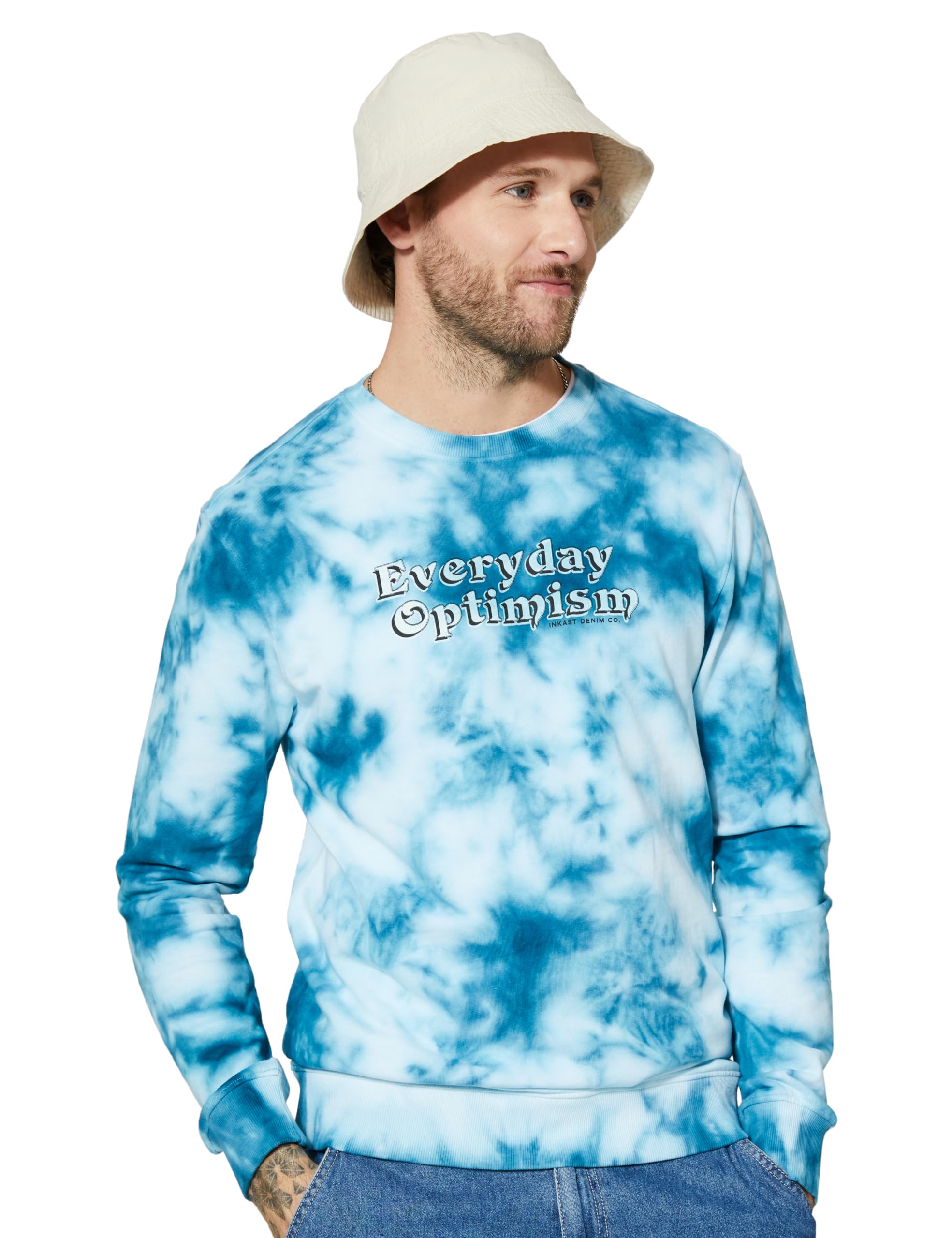 Amazon Brand - INKAST Men's Cotton Light Weight Crew Neck Sweatshirt (Regular Fit)