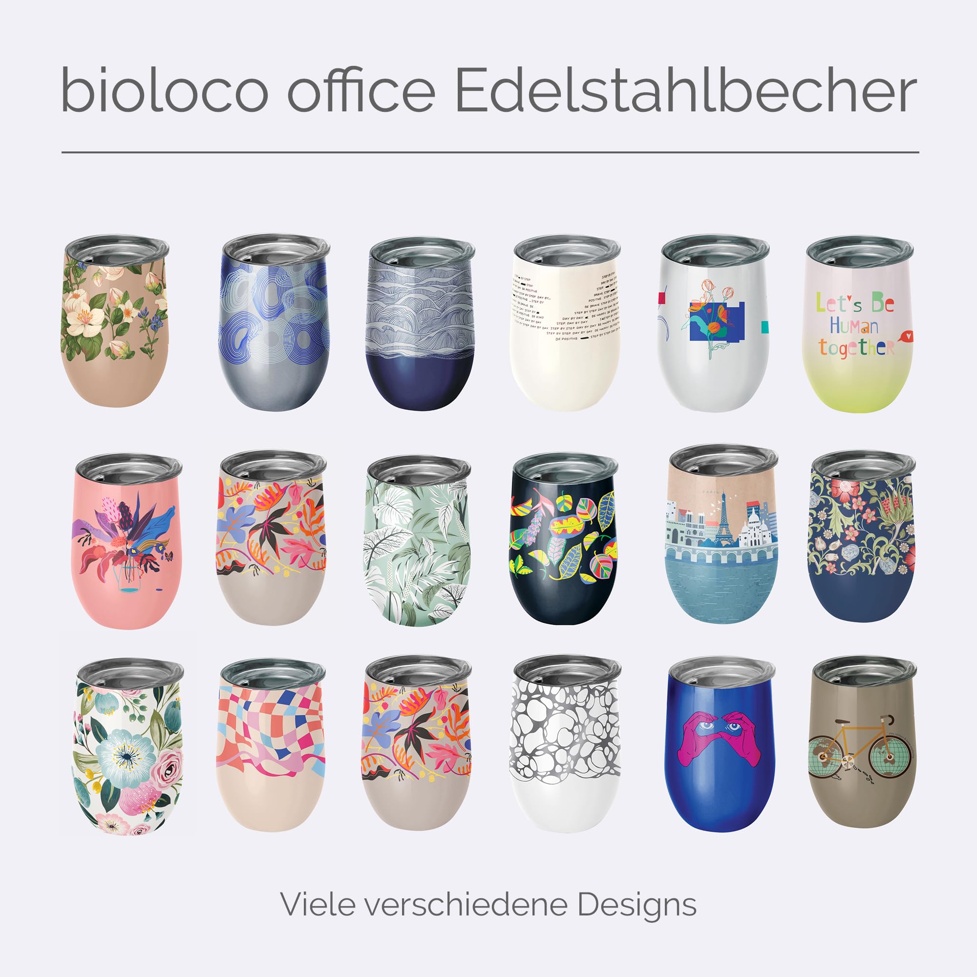 chic.mic Taza térmica Bioloco Office 420 ml acero inoxidable (Marsh flowers)