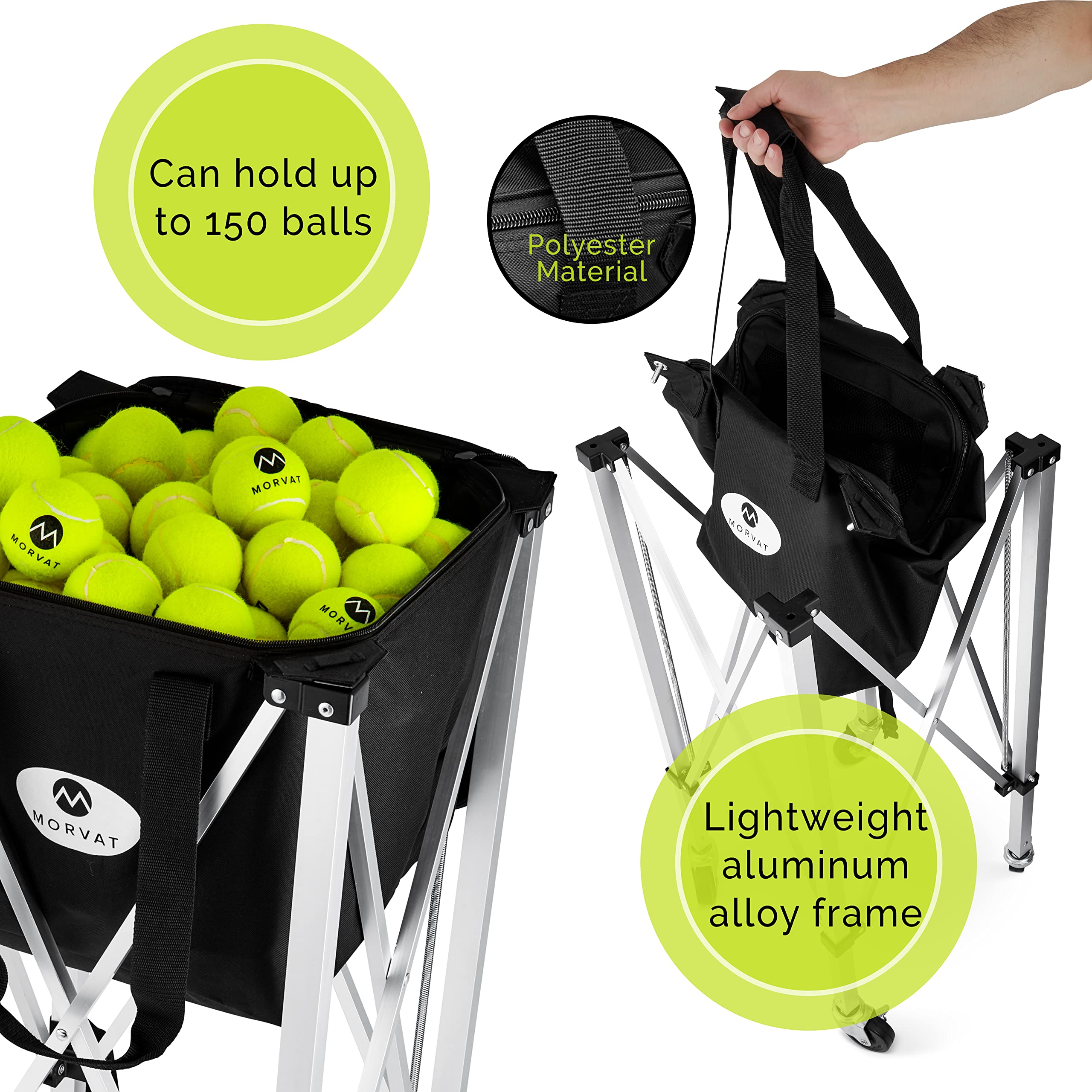 Buy Morvat Tennis Ball Cart (Holds Up to 150 Tennis Balls), Tennis Ball
