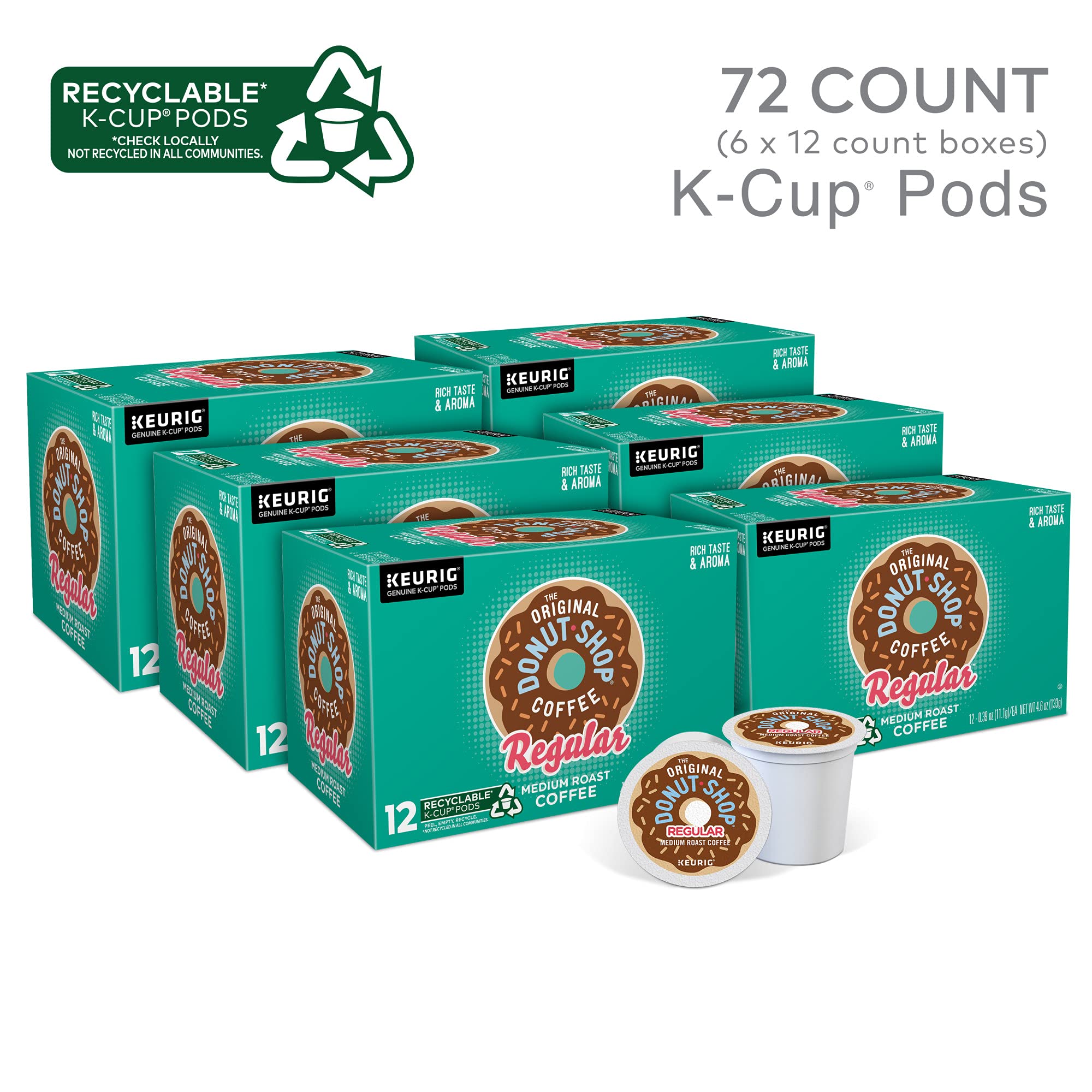 The Original Donut Shop Keurig SingleServe KCup Pods, Regular Medium