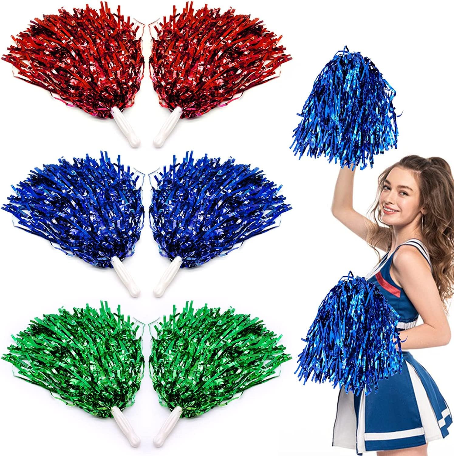 Meanju 3 Stück Cheerleader Pompons, cheerleader Pompons Rot, Sport