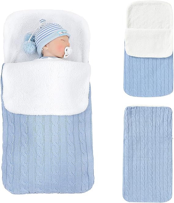 Petyoung Nursery,Bedding,Blankets & Swaddlers,Swaddles Petyoung Newborn Baby Swaddle Blanket Wrap, Baby Toddler Thick Knitted Fleece Lined Blanket Sleeping Bag Stroller for Boys Girls