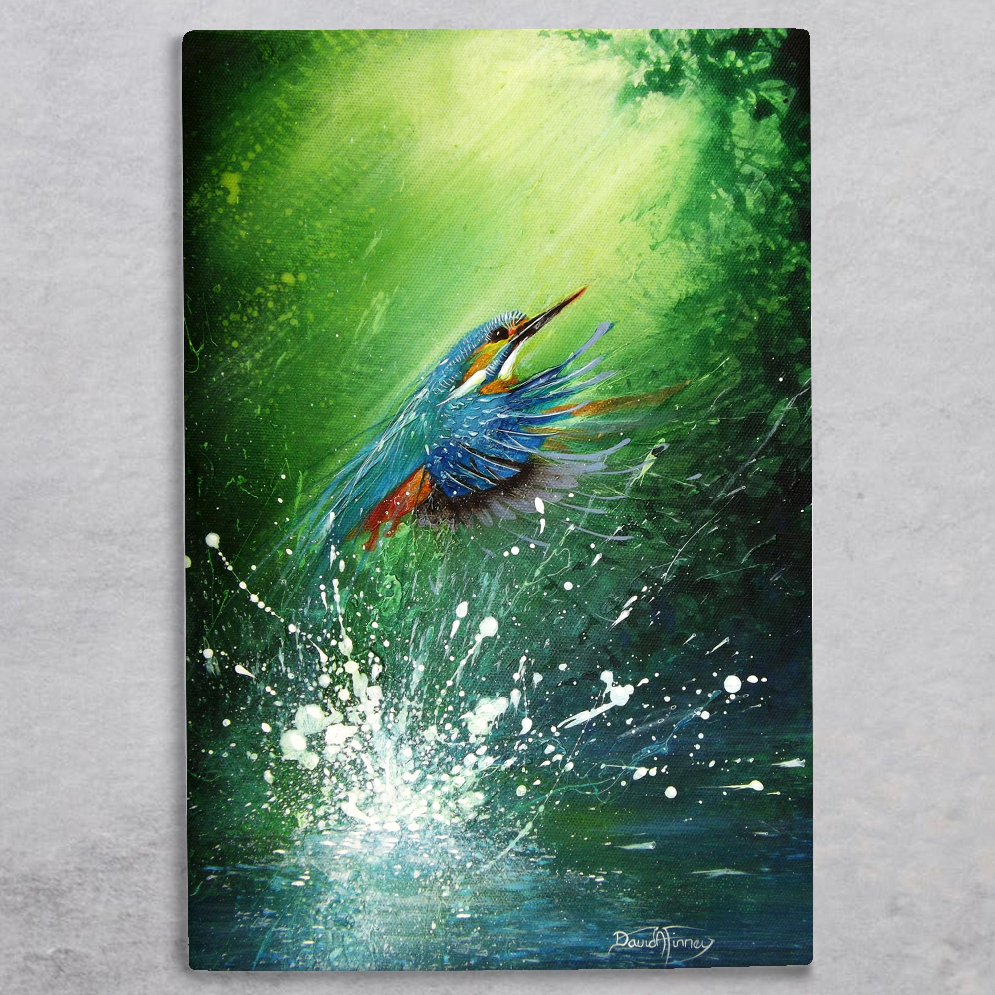Global Designs Kingfisher Ceramic Tile Picture Plaque Sign Wall Art Multicolours Bird in Flight By D Finney 30x20cm