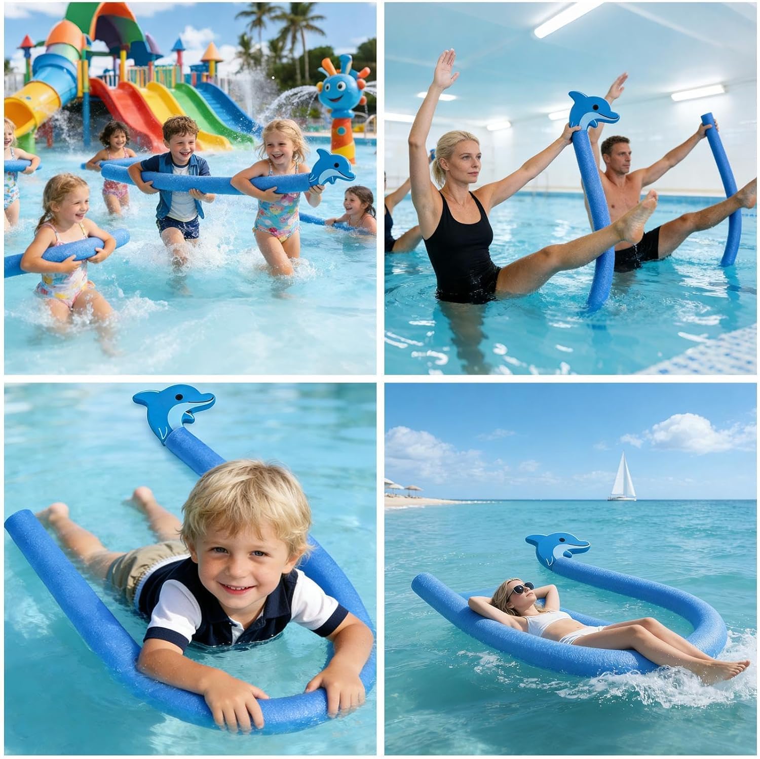 Pool Noodles - 65 Inch Animal Head Design Floating Training Device, Lake Floats, for Outdoor River Lake Beach Party Vacation Party