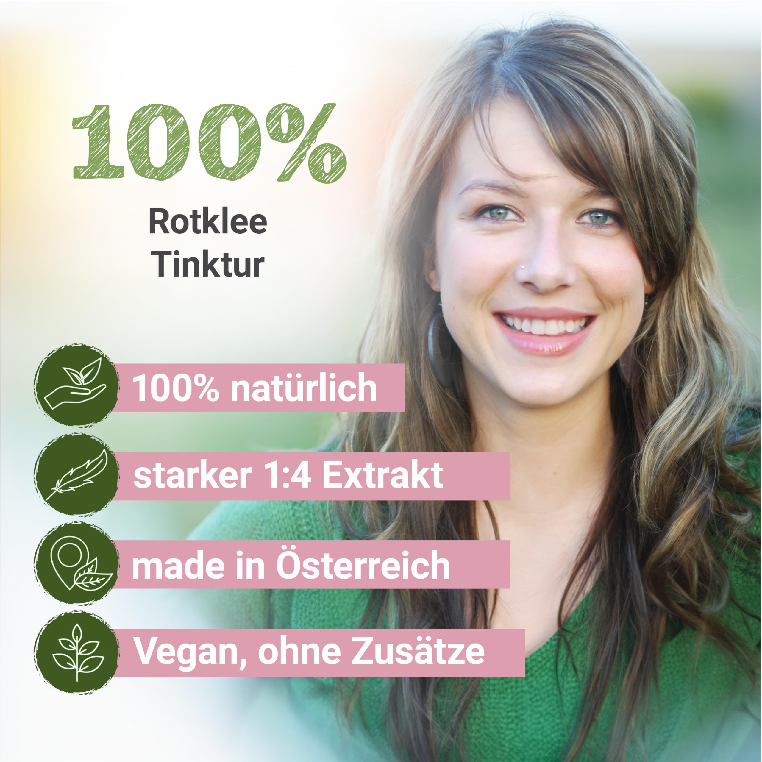Rotklee Tinktur 100ml | Trifolium pratensis Tropfen (1:4 Extrakt) | Premium Qualität aus Österreich | Veganes Nahrungsergänzungsmittel | Wiesenklee, Kleebusch, Wundklee, Hornklee, Ziegenklee