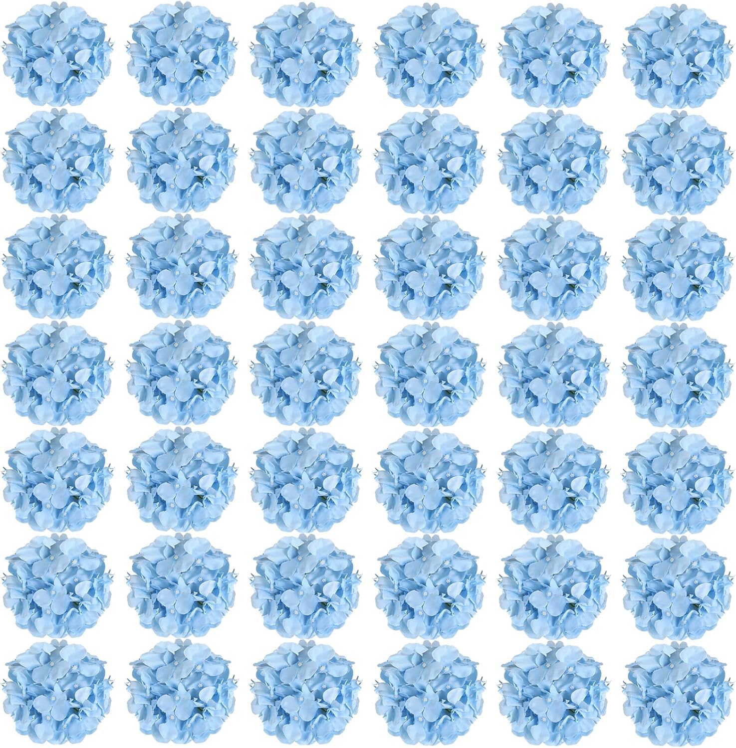 Auihiay 64pcs Silk Hydrangea Artificial Flowers Blue
