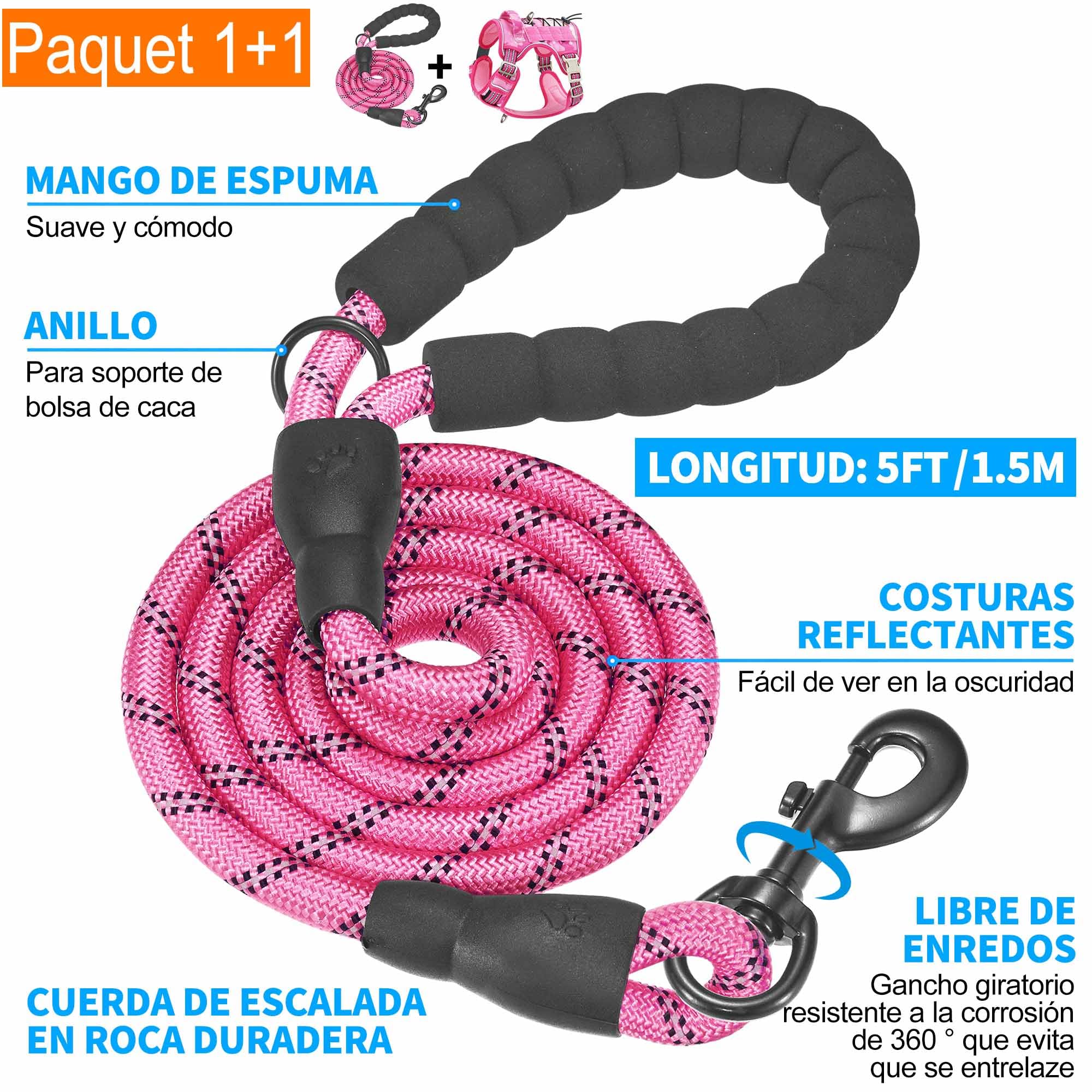 Haapaw Arnés táctico resistente para perros grandes, arnés ajustable para mascotas, reflectante, de fácil control, arnés para perros de trabajo, grande, camuflaje rosa