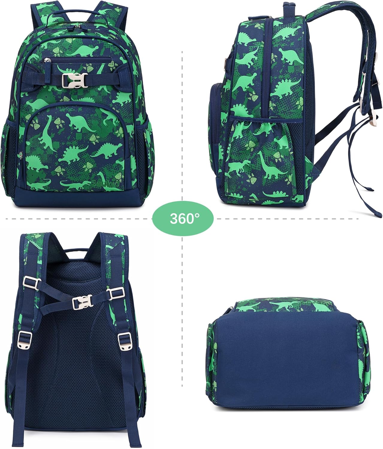 Cute Dinosaur Backpack for School Bookbag Kids Kindergarten Elementary Backpacks for Boys ages 6-8-10 (Green Dinosaur) - Image 9