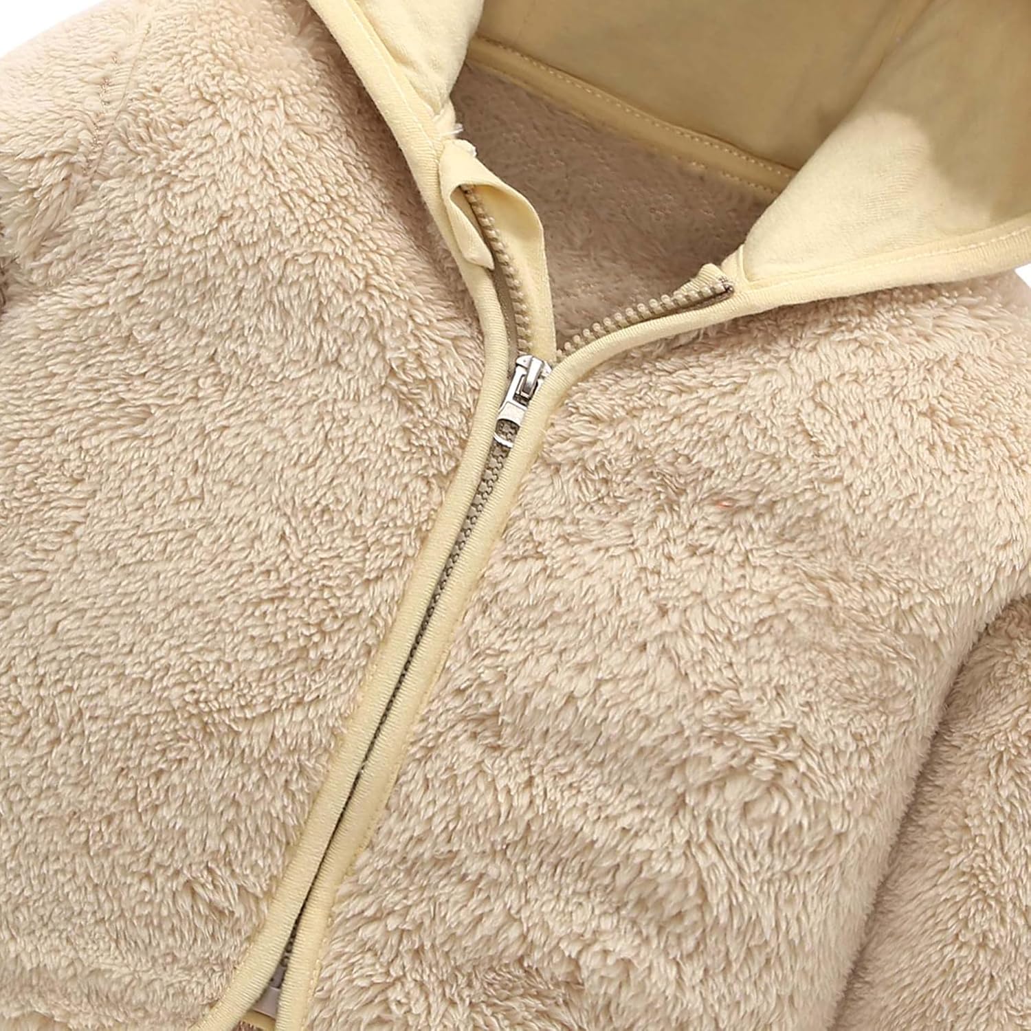 AIWUHE Baby Boys Girls Hooded Fleece Jacket Cute Bear Hoodie Zip Up Teddy Coat Sherpa Winter Warm Outwear With Pocket 1-6Y