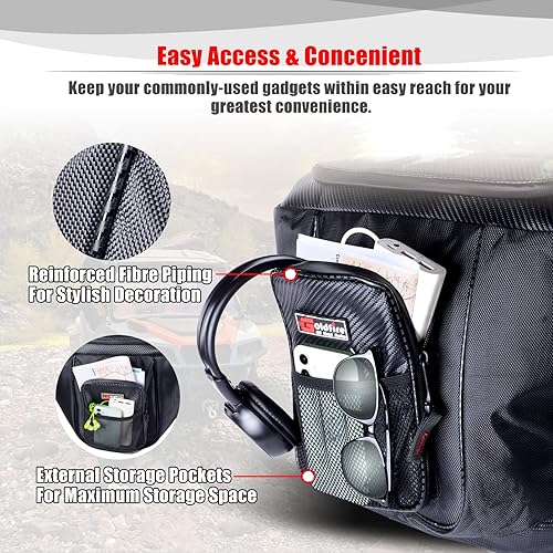 Miniatura 7 de Goldfire Bolsa de herramientas UTV, bolsas de herramientas de gran capacidad, organizadores de asiento central para UTV detrás del asiento, bolsas