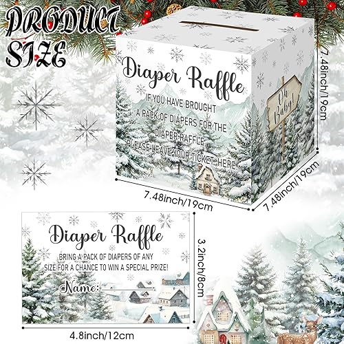 Vista 3 de Teling 51 boletos para rifas de pañales con caja de tarjetas, decoración de baby shower, caja de soporte para baby shower, para niñas y niños, rifas