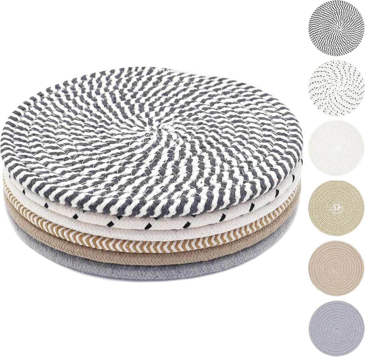 8 Inch Trivets for Hot Dishes, Hot Pots and Pans, 6 Pcs | Thick Heat Resistant, Large Coaster for Kitchen, Hot Pads, Kitchen Essentials, Kitchen Decor for Table & Countertop