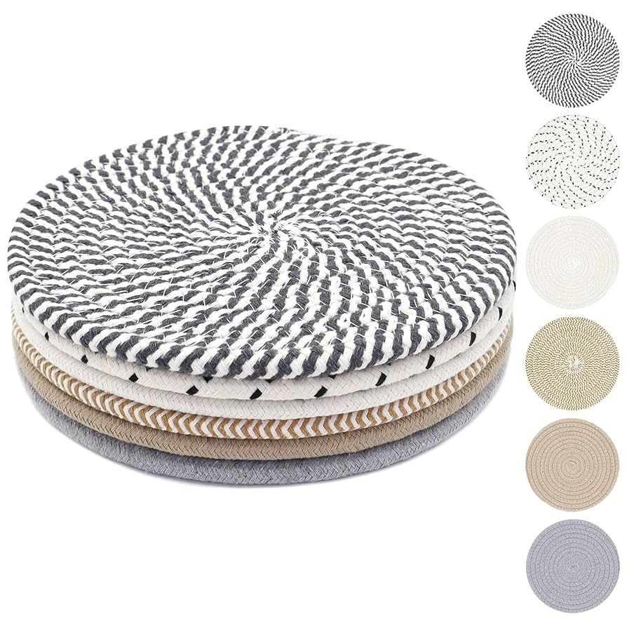 8 Inch Trivets for Hot Dishes, Hot Pots and Pans, Thick Heat Resistant Large Coaster for Kitchen, Hot Pads, Kitchen Essentials, Kitchen Decor for Table & Countertop, 6 Pcs