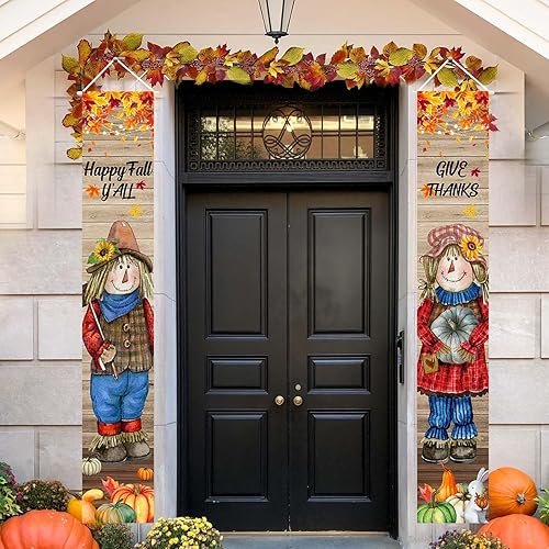 Miniatura 5 de Avezano Pancartas decorativas con texto en inglés "Happy Fall Y'all", 3 carteles de fiesta de feliz otoño y dar gracias para decoración de fiesta de