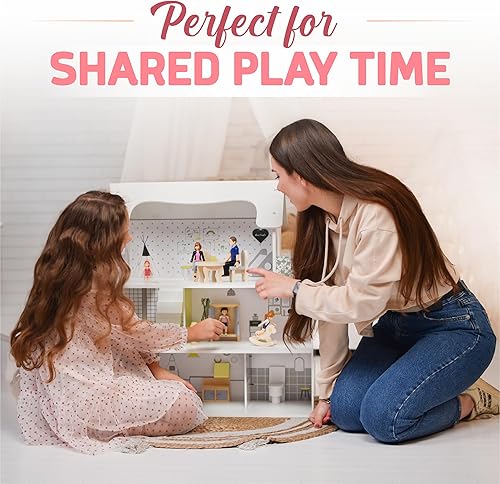 Miniatura 8 de TOMLEON Family Dollhouse People - Figuras de personas de casa de muñecas - 5 figuras de acción articulables que incluyen mamá, papá, hermana,